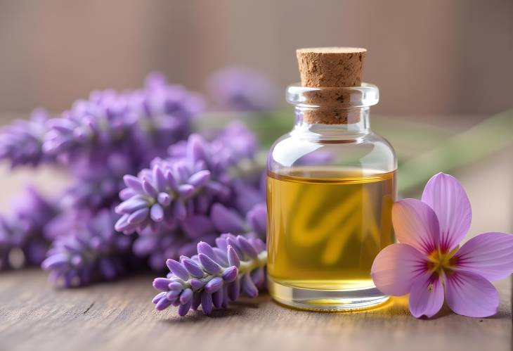 Charming Lavender Oil Display with Flowers